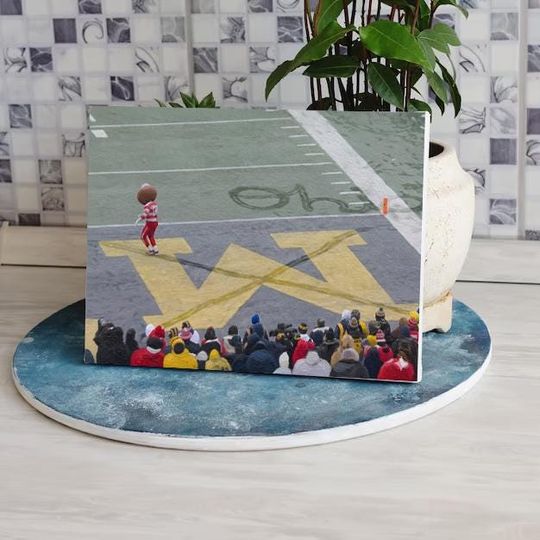 Ohio State Buckeyes "Big House Snow Angel" Brutus X Michigan, Brutus trolling Michigan Canvas Poster