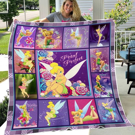 Tinker Bell Vintage Quilt Blanket, Tinker Bell Cozy Quilt Blanket, Bedding blanket, Bedding Decor, Home Decor Gift