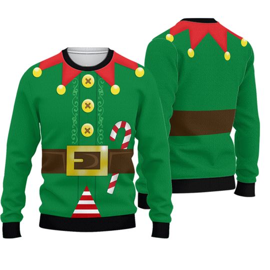 Elf Costume Christmas Ugly Sweater, Elf Costume Women, Elf Santa Christmas Shirt, Elf Costume Men, Kids Sweater, Christmas Vacation