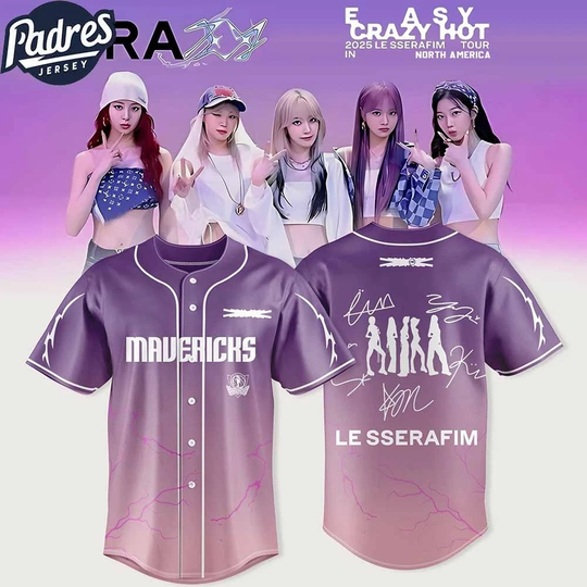Mavericks x Easy Crazy Hot Le Sserafim 2025 Tour Special Baseball Jersey