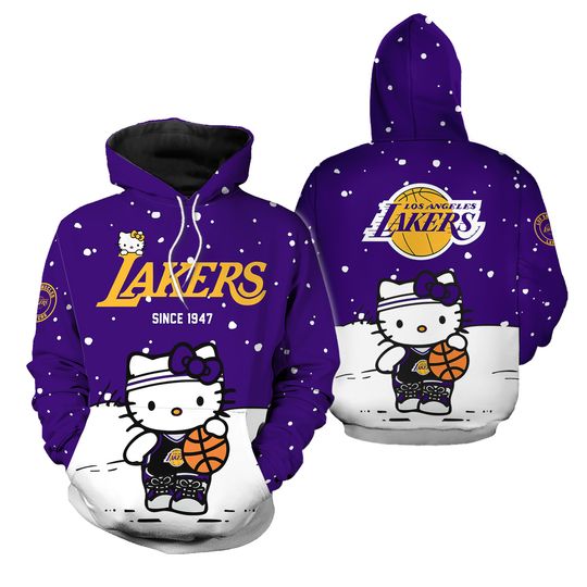 Los Angeles Laker X Hello Kitty 2025 Christmas 3D Hoodie