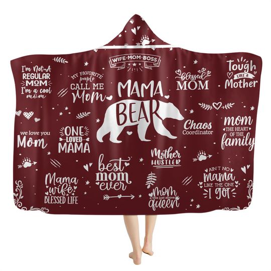 Mama Bear Wearable Hooded Blanket for Mom