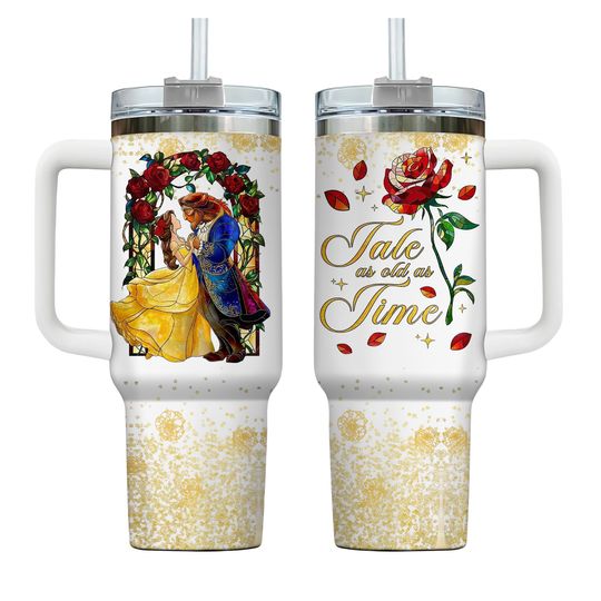 Belle Princess Tumbler 40oz, Disney Princess Drinkware, Beauty and the Beast Cup, Tale As Old As Time Tumbler Cup, Princess Tumbler
