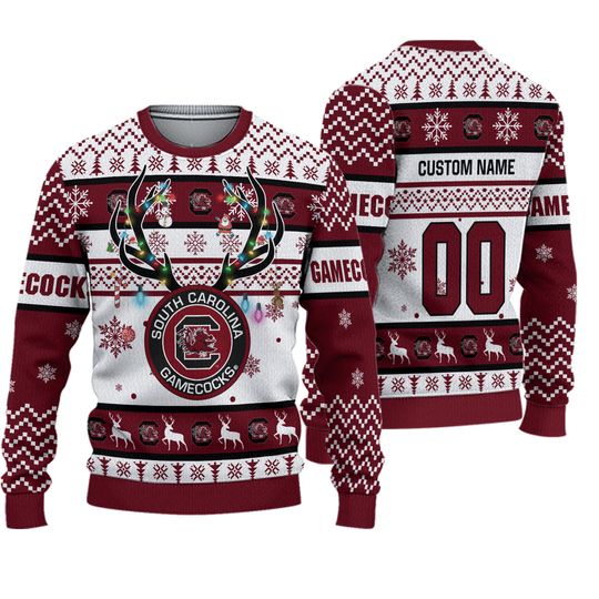South Carolina Gamecocks  Reindeer Light Ugly Christmas Sweater