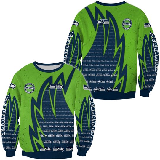 Seattle Seahawks Men's 3D Sweatshirt Football Casual Long Sleeve Pullover