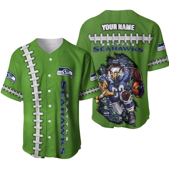Seattle Seahawks Baseball Jersey Team Spirit Tops