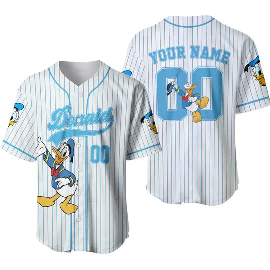 Personalize Donald Duck Baseball Jersey, Disney Baseball Jersey Sports, Mickey And Friends Jersey, Disney Gift For Him Her