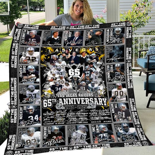 Las Vegas Raiders 65th Anniversary Thank You 1960-2025 Fleece Blanket