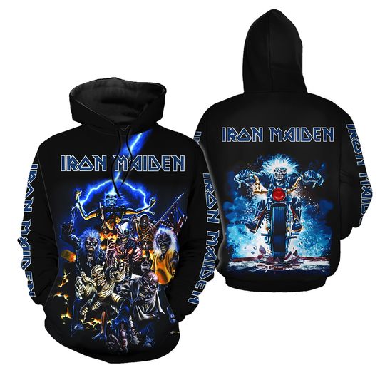 New "Iron-Maiden" Limited Edition Over Print 3d Hoodie Lightweight Hoodie