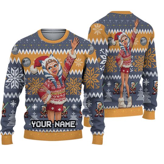 Personalized Christmas Ahsoka Tano Ugly Sweater, Disneyland Shirt, Star Wars Sweater, Matching Family Oufit, Christmas Gift, Birthday Gift