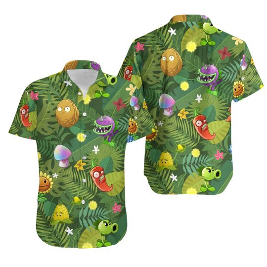 Plants vs Zombies Hawaiian Shirt and Shorts, Funny Tropical Gamer Outfit