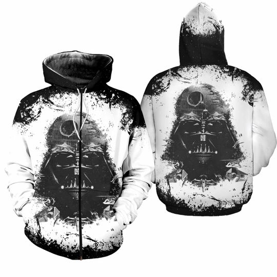 Star Wars Darth Vader Black & White Gift For Fans Zip 3D HOODIE Mother Day Gift
