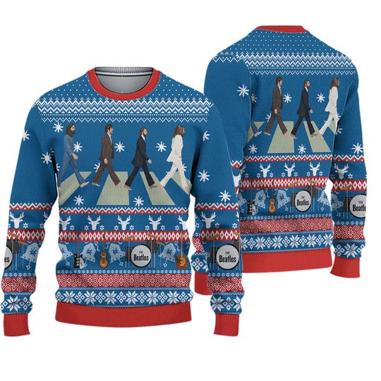 The Beatles Abbey Road Xmas Gifts For Fan 2025 Holiday Ugly Christmas Sweater