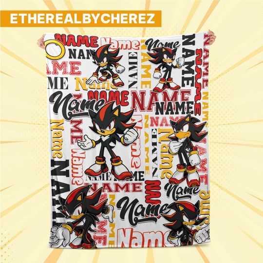 Discover Personalized Shadow Hedgehog Fleece Blanket, Custom Name Disney Throw for Kid, Birthday Gift, Baby Shower, Gift for Boy and Girl