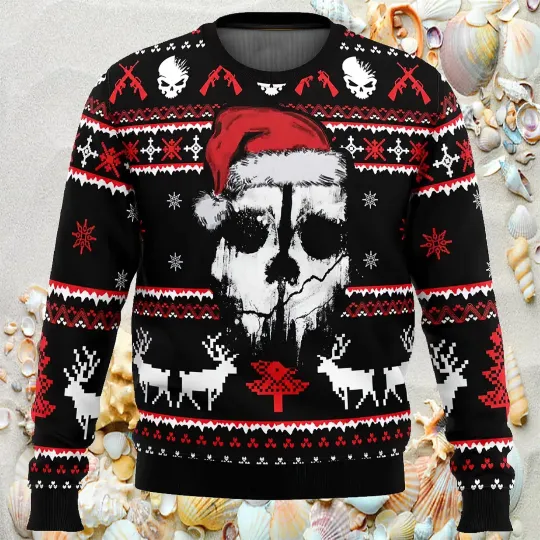 Discover Santa Skull Head Ugly Christmas Sweater