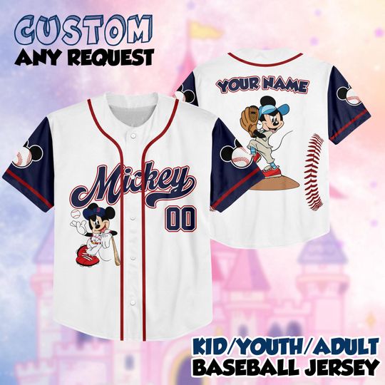 Discover Custom Disney Baseball Jersey, Mickey Shirt, Personalize Name Number, Kid Youth Adult Disney Baseball Outfit