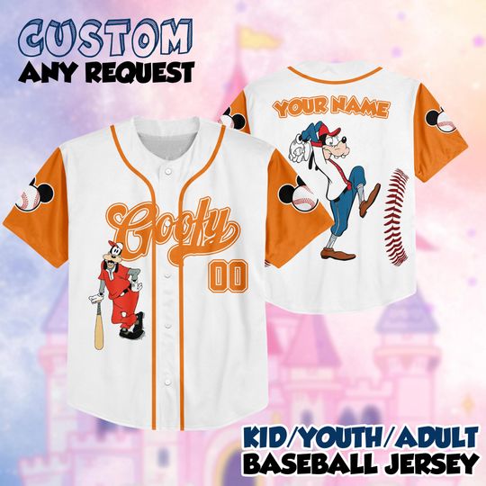Discover Custom Disney Baseball Jersey, Goofy Shirt, Personalize Name Number, Kid Youth Adult Disney Baseball Outfit