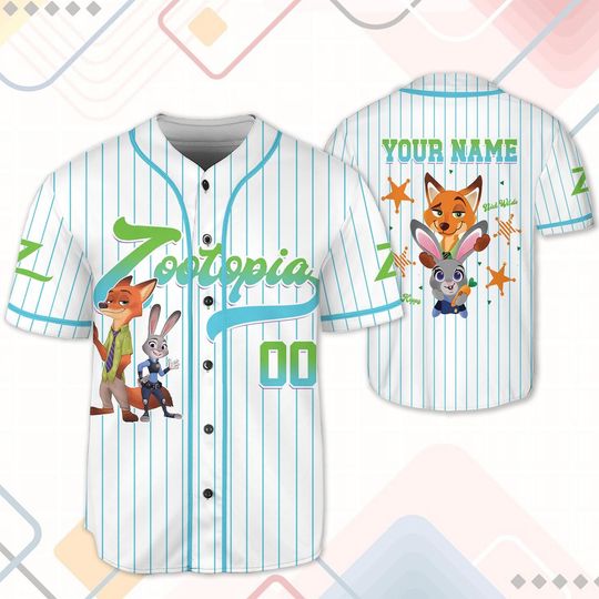 Discover Custom Zootopia 2 Jersey Shirt, Disney Judy Hopps Nick Wilde Baseball Jersey, Disney Family Shirts, Matching Team Outfit, Birthday Gift