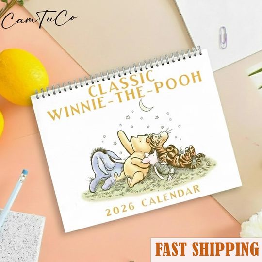 Discover Winie the Poo.h Wall Calendar, Disne Calendar 2026, Classic Pooh Bear Calendar, Vintage Bear Calendar,  Fan Gift