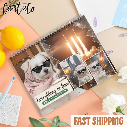 Discover Funny Dog Everything Is Fine Calendar, Funny Dog Everything Is Fine Wall Calendar, Gift For Dog Lover