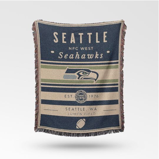 Vintage Seattle Seahawks Woven Blanket / Retro Football Throw / football Team Decor / Classic Football Fan Gift