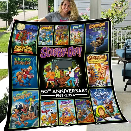 Scooby-Doo 55th Anniversary Fleece Blanket – 1969-2024 Quotes Cozy Throw