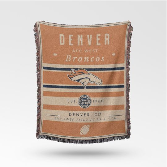 Vintage Denver Broncos Woven Blanket / Retro Football Throw / football Team Decor / Classic Football Fan Gift