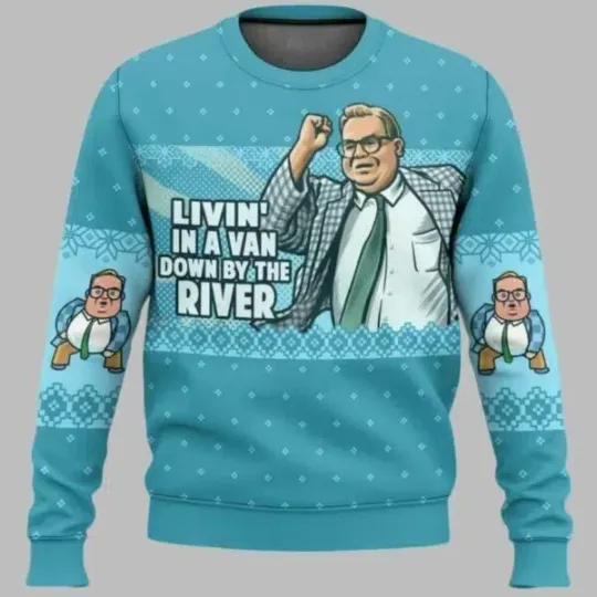 Discover Bubble Bobble Livin In A Van Down By The River Ugly Christmas Sweater