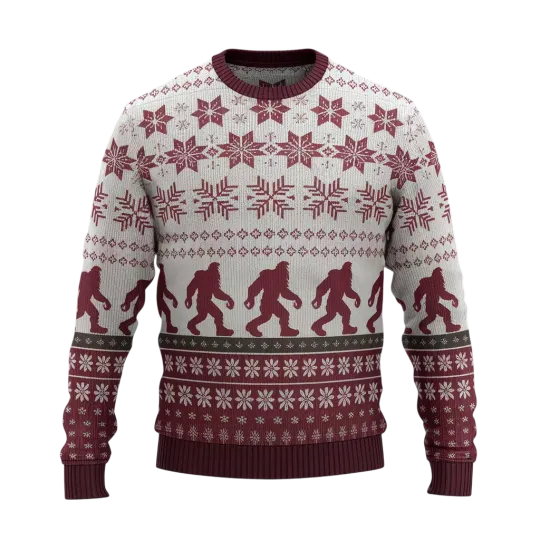 Discover Bigfoot Ugly Christmas Sweater 2024 Funny Sasquatch Bigfoot Santa Artificial Woo