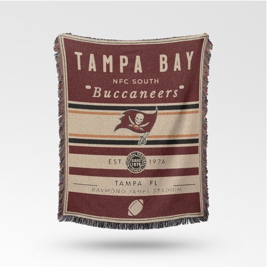 Vintage Tampa Bay Buccaneers Woven Blanket / Retro Football Throw / football Team Decor / Classic Football Fan Gift