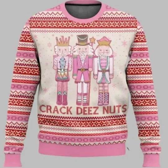 Pink Nutcracker Crack Deez Nuts Ugly Christmas Sweater
