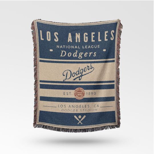 Discover Vintage Los Angeles Dodgers Woven Blanket / Retro Baseball Throw / Classic MLB Decor / Baseball Fan Gift