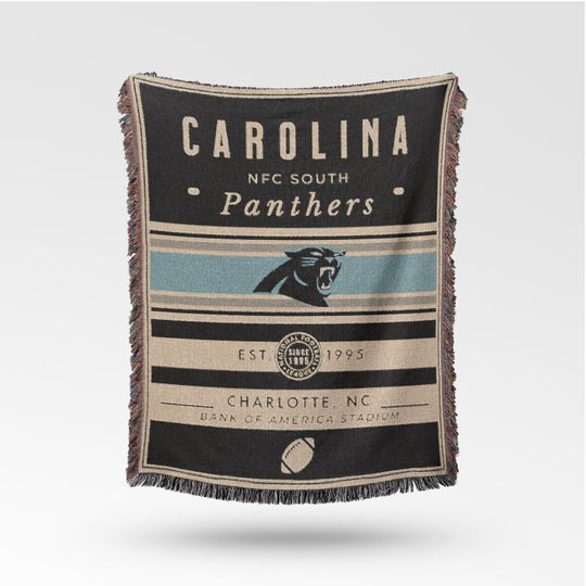 Vintage Carolina Panthers Woven Blanket / Retro Football Throw / football Team Decor / Classic Football Fan Gift