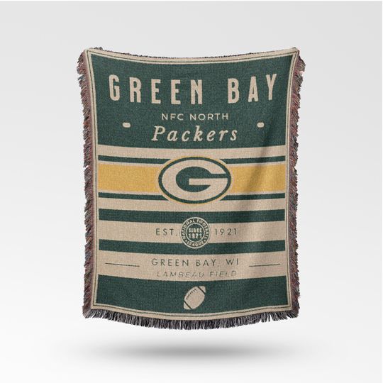 Vintage Green Bay Packers Woven Blanket / Retro Football Throw / football Team Decor / Classic Football Fan Gift
