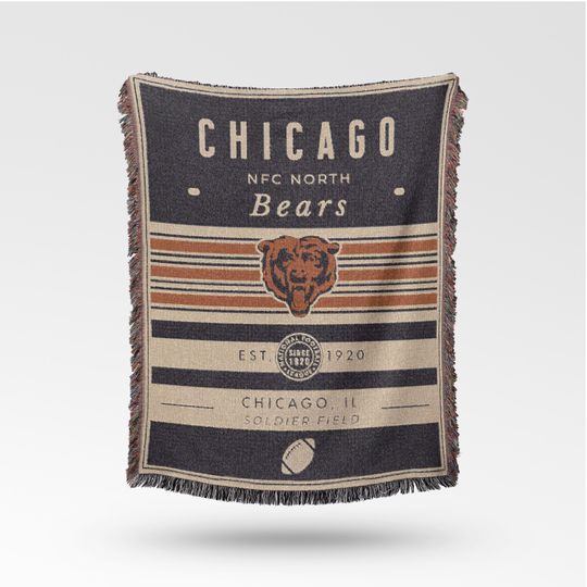 Discover Vintage Chicago Bears Woven Blanket / Retro Football Throw / football Team Decor / Classic Football Fan Gift