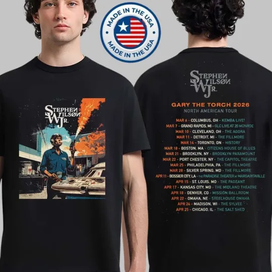 Discover Stephen Wilson Jr Gary The Torch 2026 Tour Schedule Double Sided T-Shirt