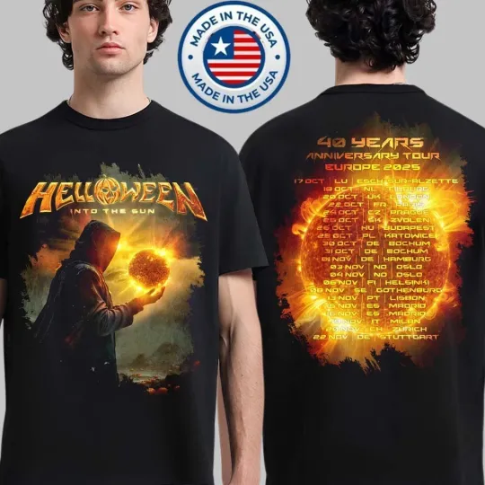 Discover Helloween Into The Sun Europe 2025 Tour Inspired Double Sided T-Shirt