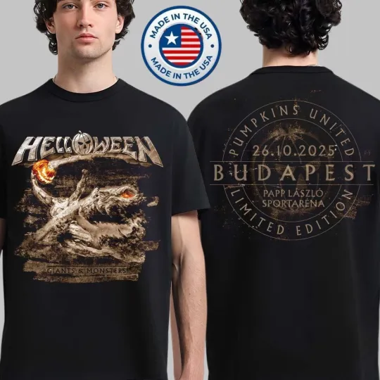 Helloween Giants And Monsters Tour 2025 Vintage Orange Pumpkin T-Shirt