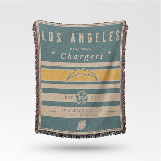 Discover Vintage Los Angeles Chargers Woven Blanket / Retro Football Throw / football Team Decor / Classic Football Fan Gift