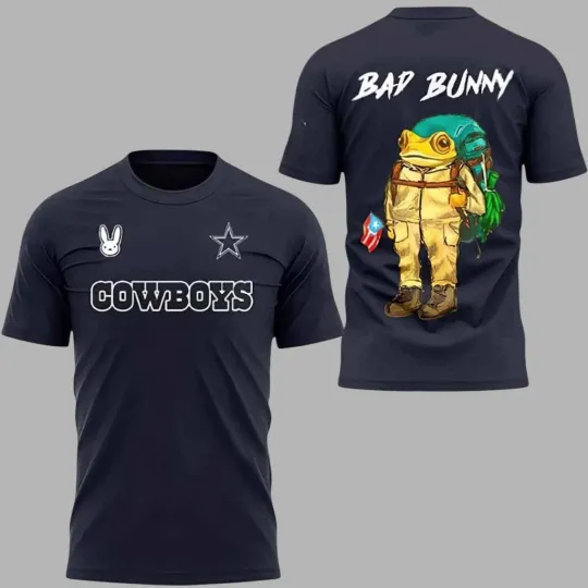 Discover Super Bowl LX Cowboys x Bad Bunny Shirt Navy T shirt 2 sided NH24282