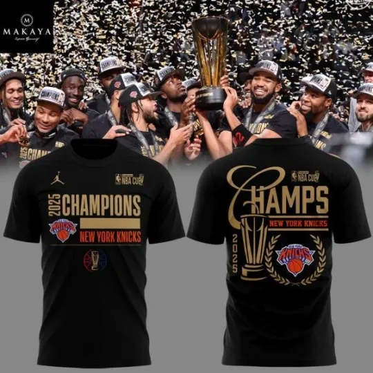 Discover Knickss Cup Champions 2025 Locker Room T-Shirt 2D