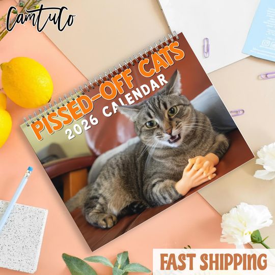 Discover Pissed-off Cat Calendar 2026, Cat Wall Calendar, Cute Cat Calendar, Cat Lover Gift