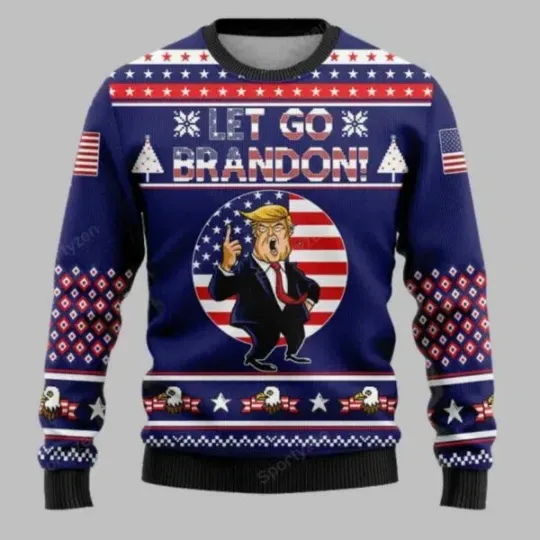 Discover Let Go Brandon FJB Trump Eagle Ugly Christmas Sweater