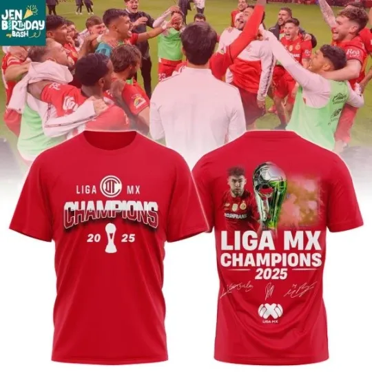Discover Red Deportivo Champions Liga MX 2025 T-Shirt 2D