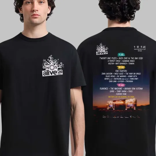 Discover Nos Alive 2026 Festival Full Lineup In Portugal At Passeio Maritimo De Alges Tee