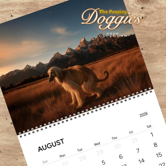 Discover 2026 Pooping Doggies Calendar, White Elephant Gag Gift Exchange or Yankee Swap
