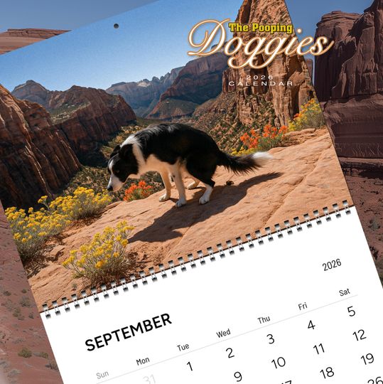 Discover 2026 Pooping Doggies Calendar, White Elephant Gag Gift Exchange or Yankee Swap