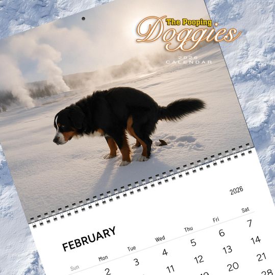 Discover 2026 Dumping Dogs in Scenic Spots Monthly Wall Calendar - Pooping Dogs Calendar, Prank Gift White Elephant or Gag Gift Calendar 2026