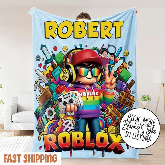 Discover Personalized Video Game Blanket: Custom Gamer Fleece Blanket, Boy's Room Decor