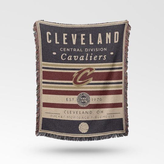 Discover Vintage Cleveland Cavaliers Woven Blanket / Retro Basketball Throw / NBA Team Decor / Classic Basketball Fan Gift